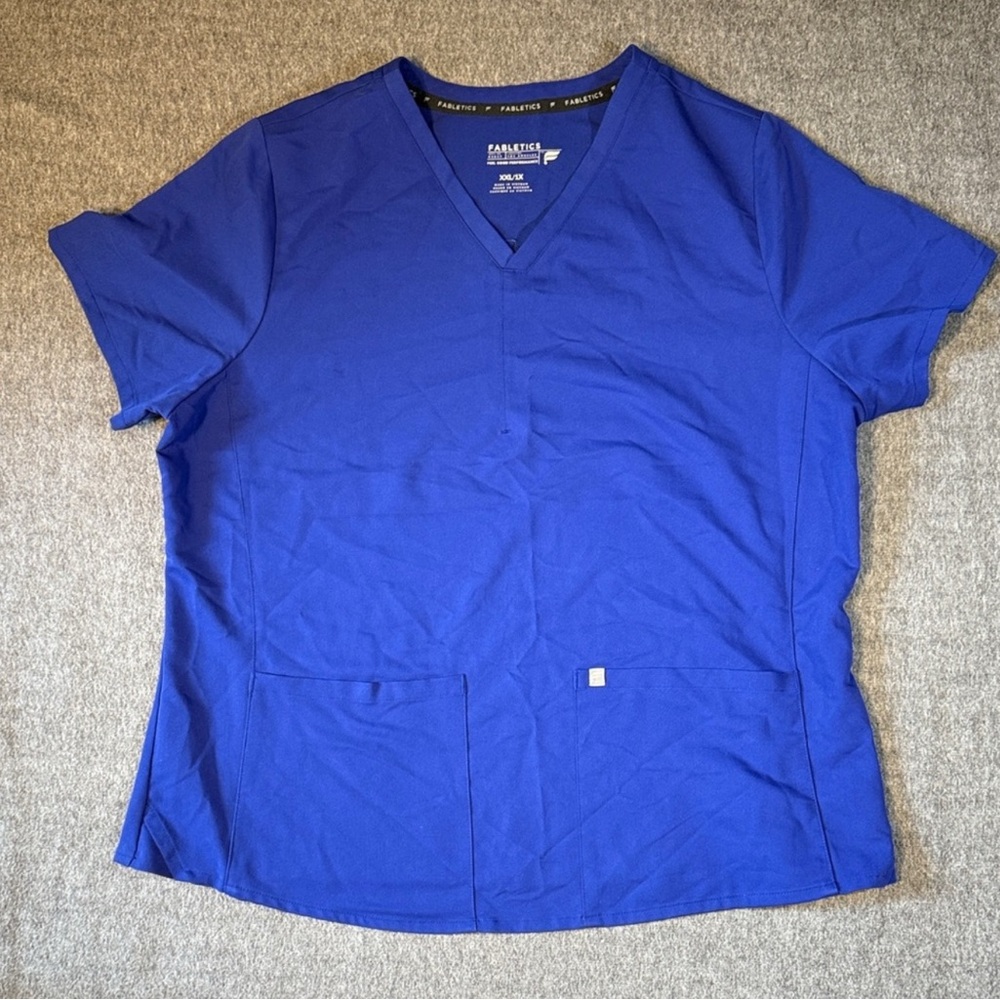 Fabletics Royal Blue Scrub Set XXL Top + XXL Pants Stretch Medical - Picture 2 of 5